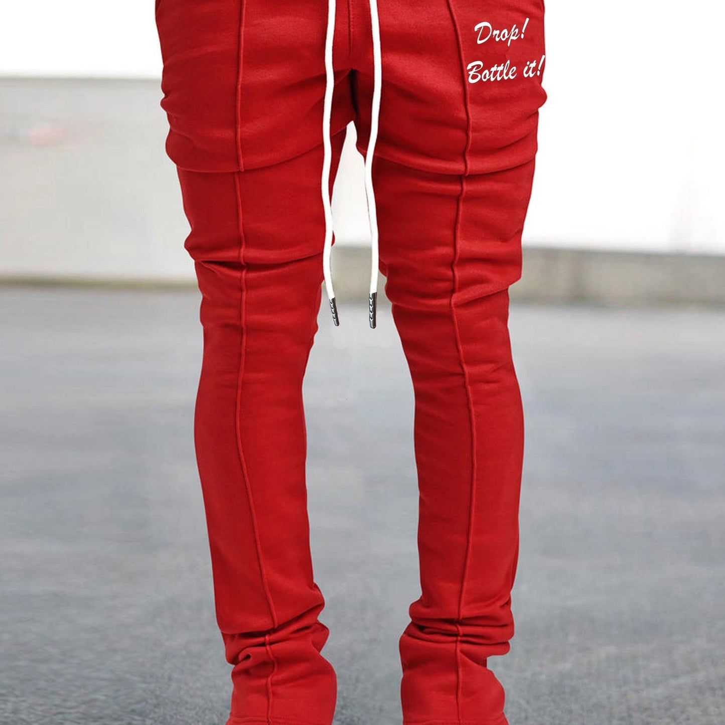 Mens Graphic Flared Sweatpants - Comfort-fit Elastic Waist & Drawstring - Roomy Pockets