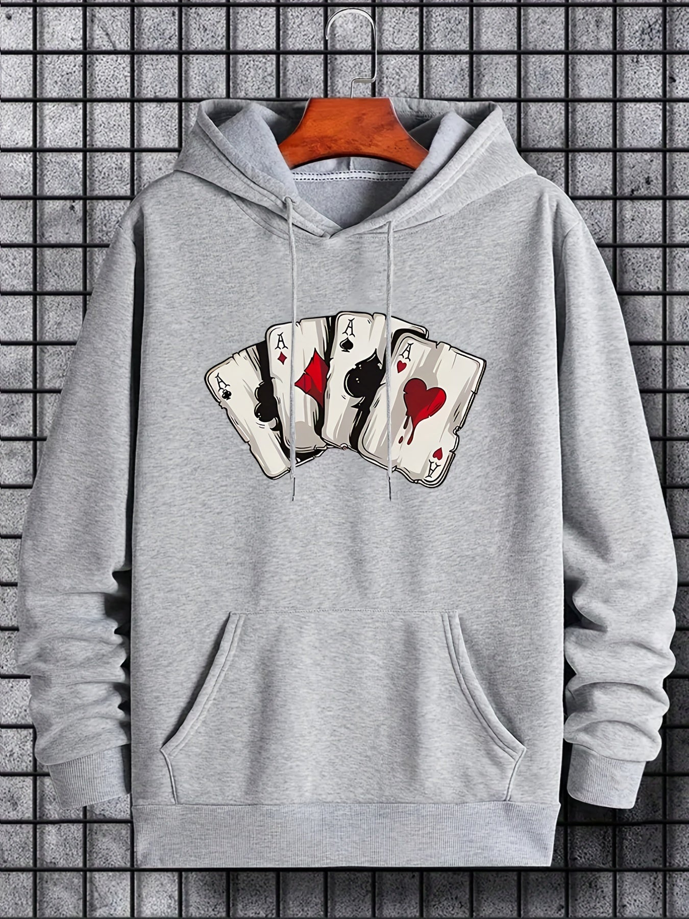 Ace Playing Card Graphic Men's Hoodie - Comfortable