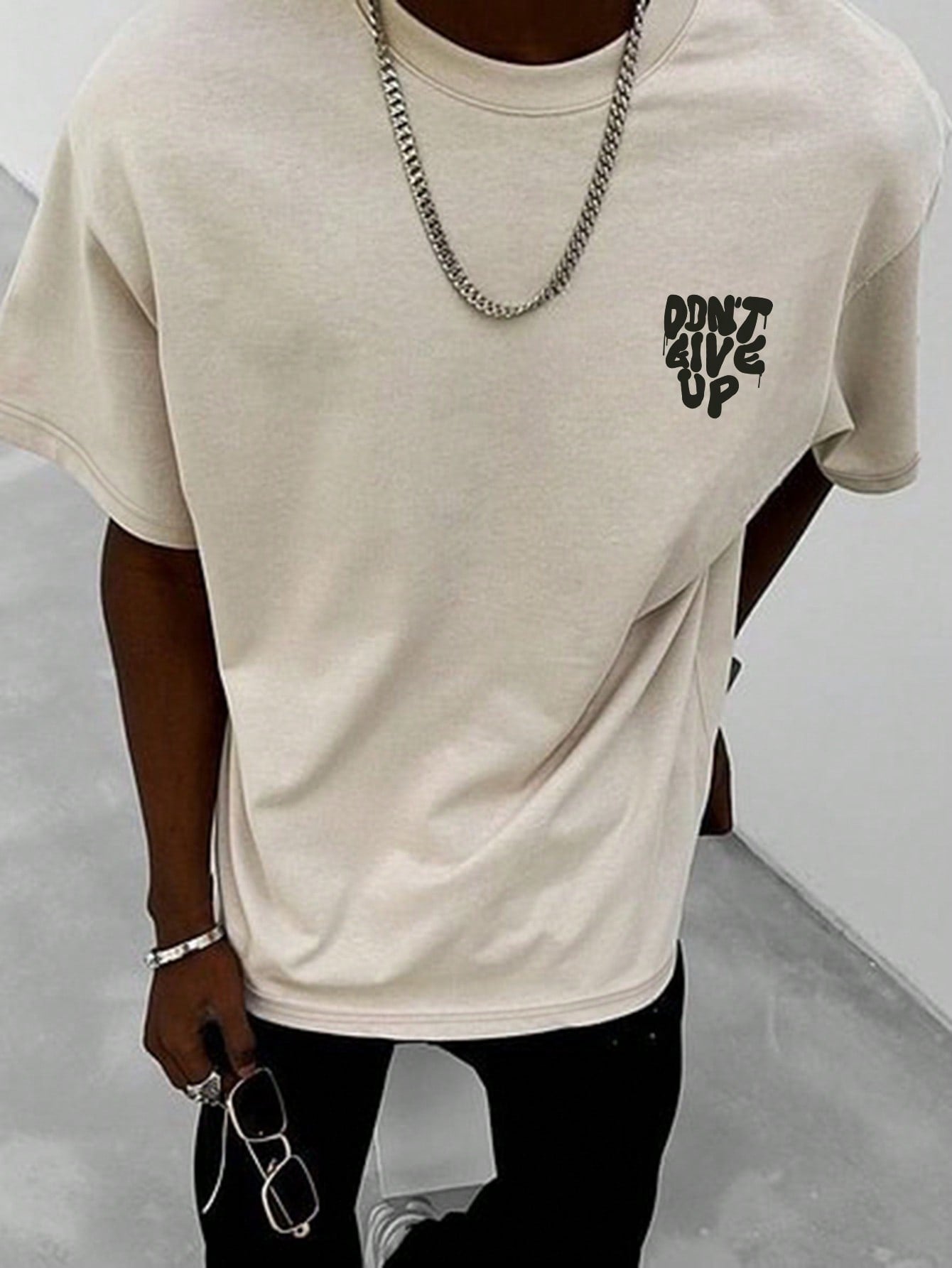 Men's Don'T Give Up Graphic T-shirt, Short Sleeve Crew Neck Tee