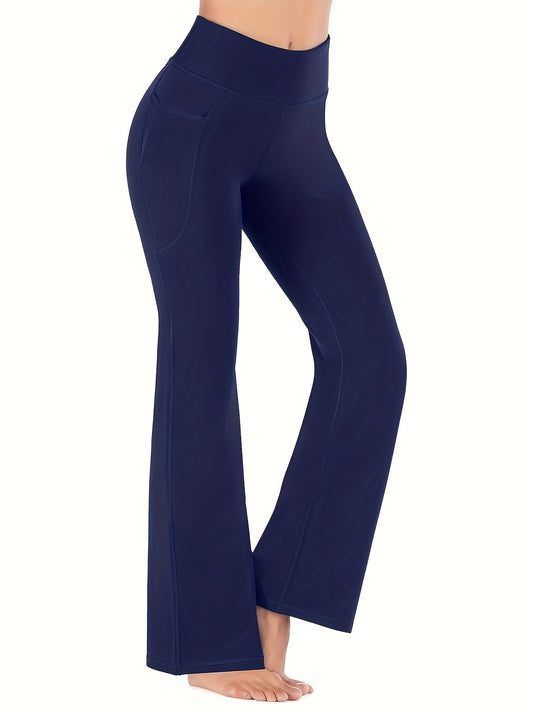 Seamless Flared Leggings For Women, High Waist Pants With Pockets