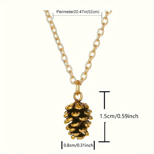 Vintage-Inspired Pine Cone Pendant Necklace Minimalist Pine Cone Pendant Necklace