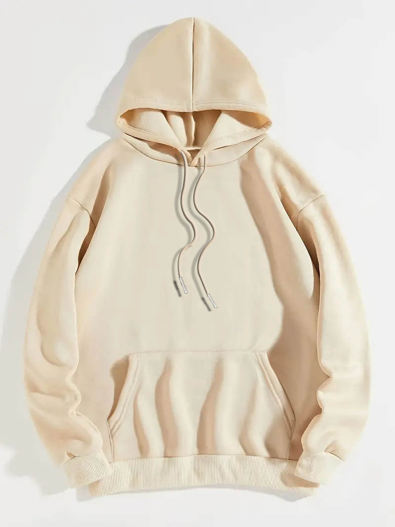 Graphic Long Sleeve Fleece Hooded Sweatshirts, Drawstring With Front Pocket
