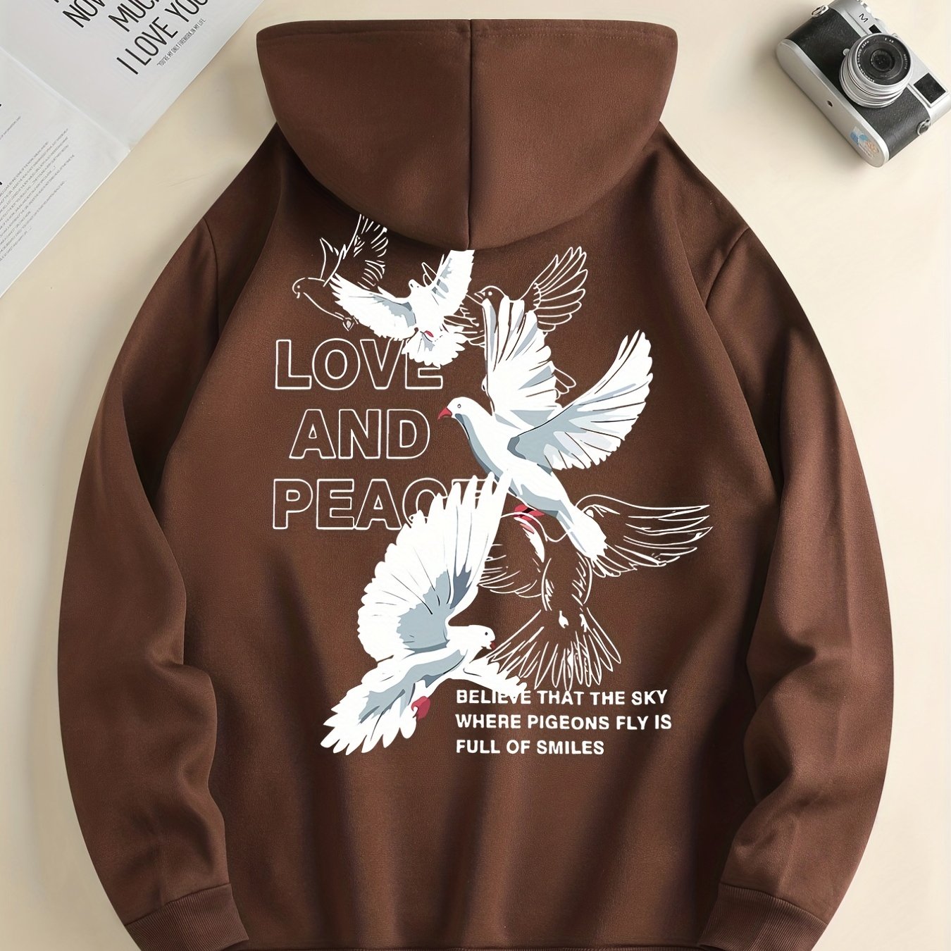 Hoodies Men, 'Love And Peace' Graphic Hoodie, Men’s Pullover Hooded Sweatshirt