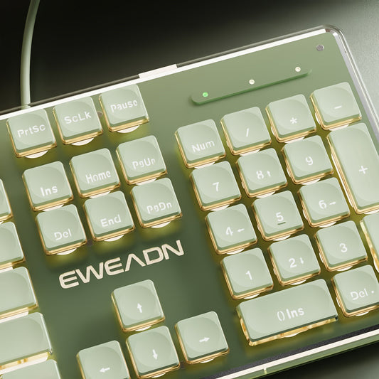 Wired Keyboard | Full Size 104 Quiet Keys, Comfortable Typing with Pudding-Style Keycaps, Durable All-Metal Panel, Soft LED Backlight