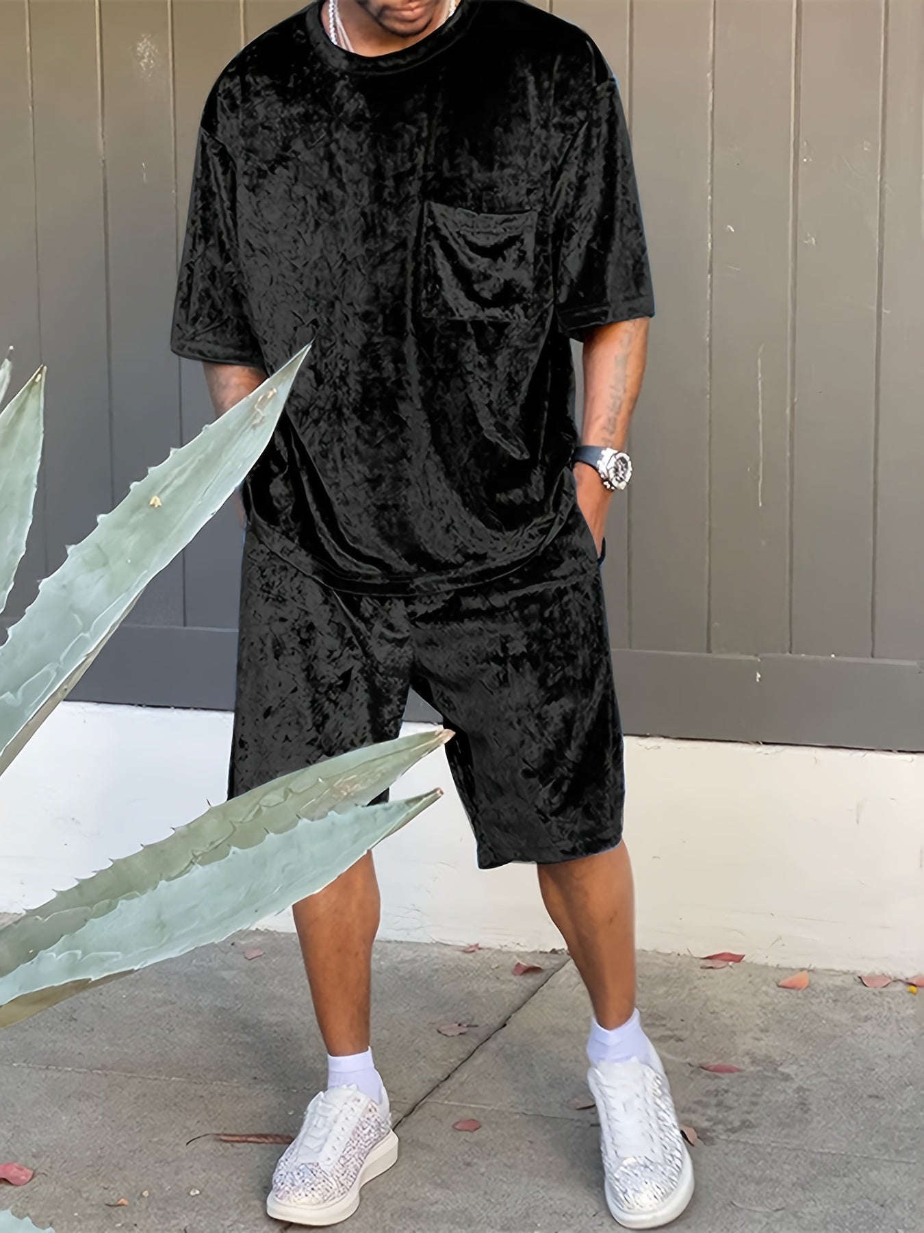 1set Sleepwear Suit Mens Short Sleeve T Shirts Shorts Nightwea