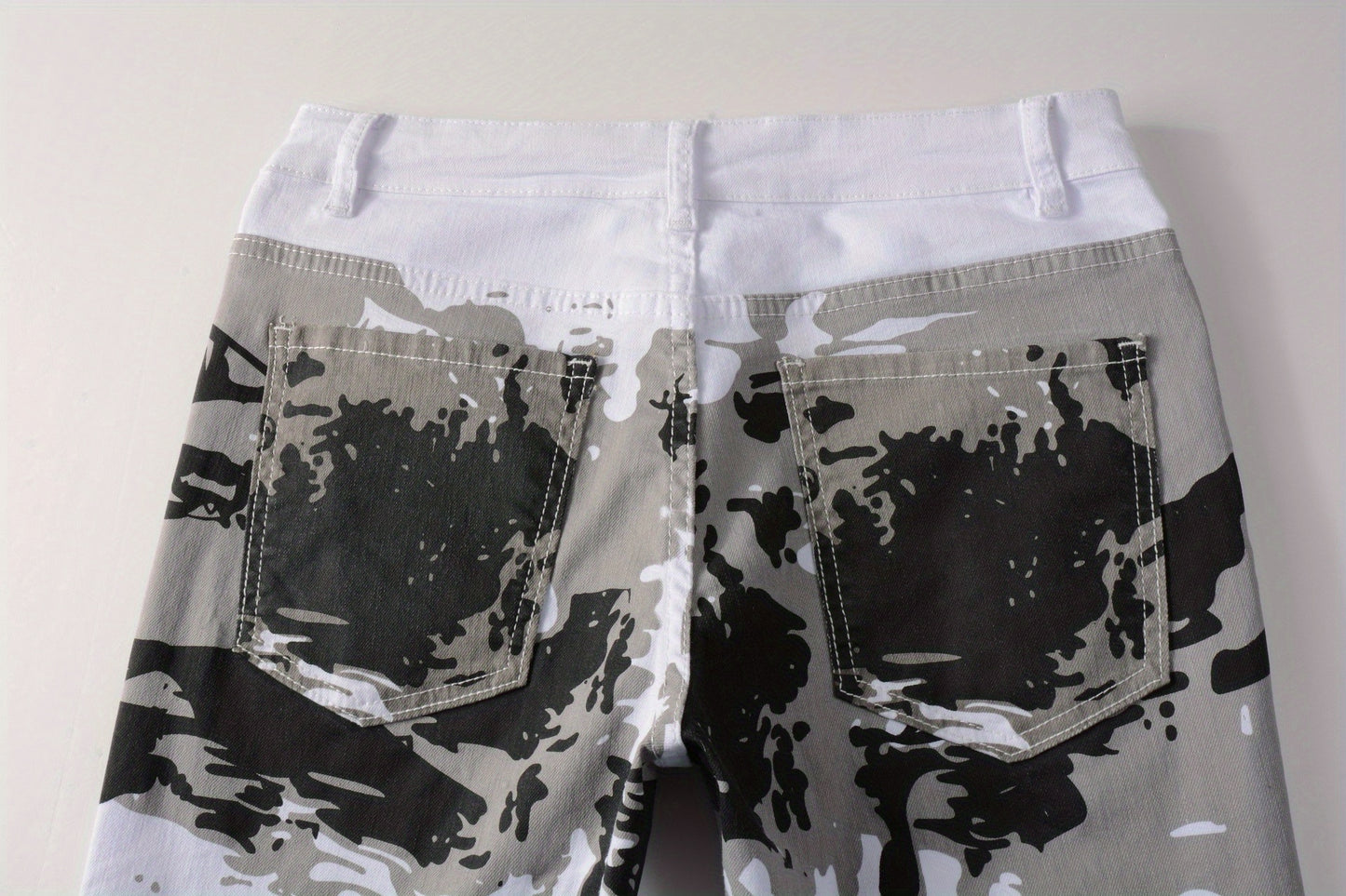Camouflage Jeans, Casual Mid Stretch Breathable Straight Leg Slim Fit