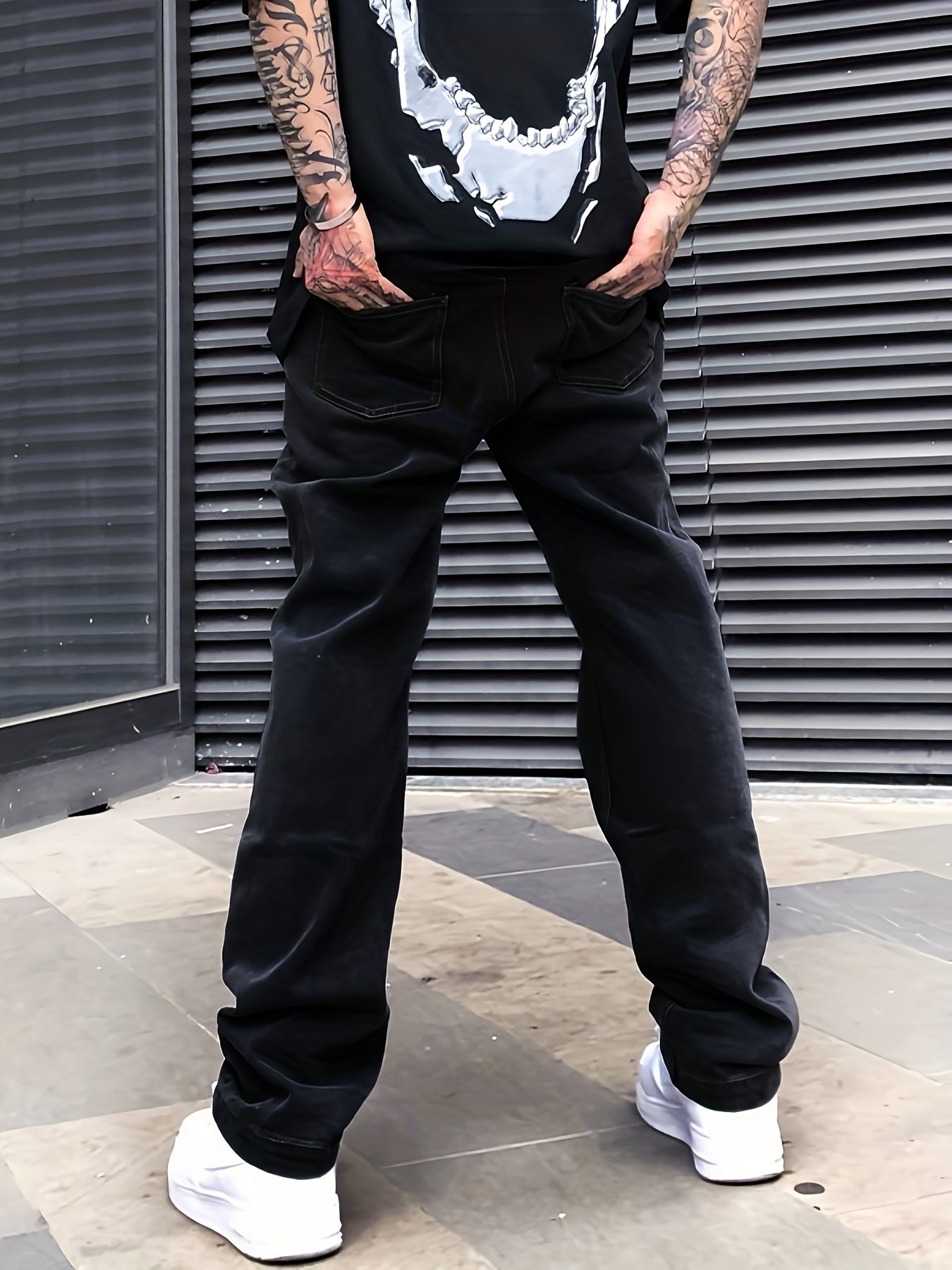 Loose Fit Men's Y2k Casual Jeans, Baggy Street Style