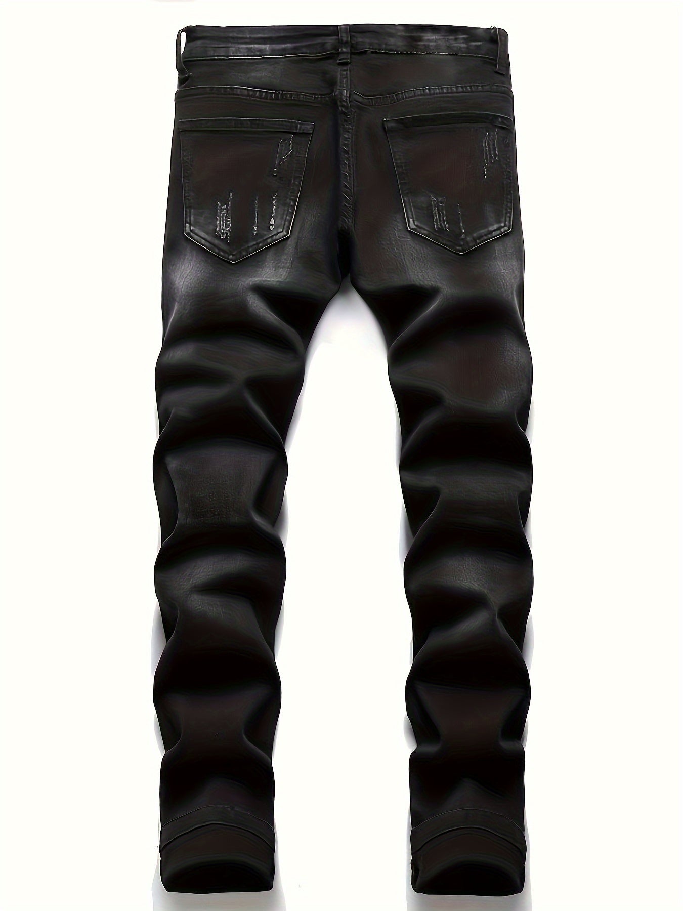 Medium Stretch Men's Patchwork Jeans, Casual Street Style Denim Pants