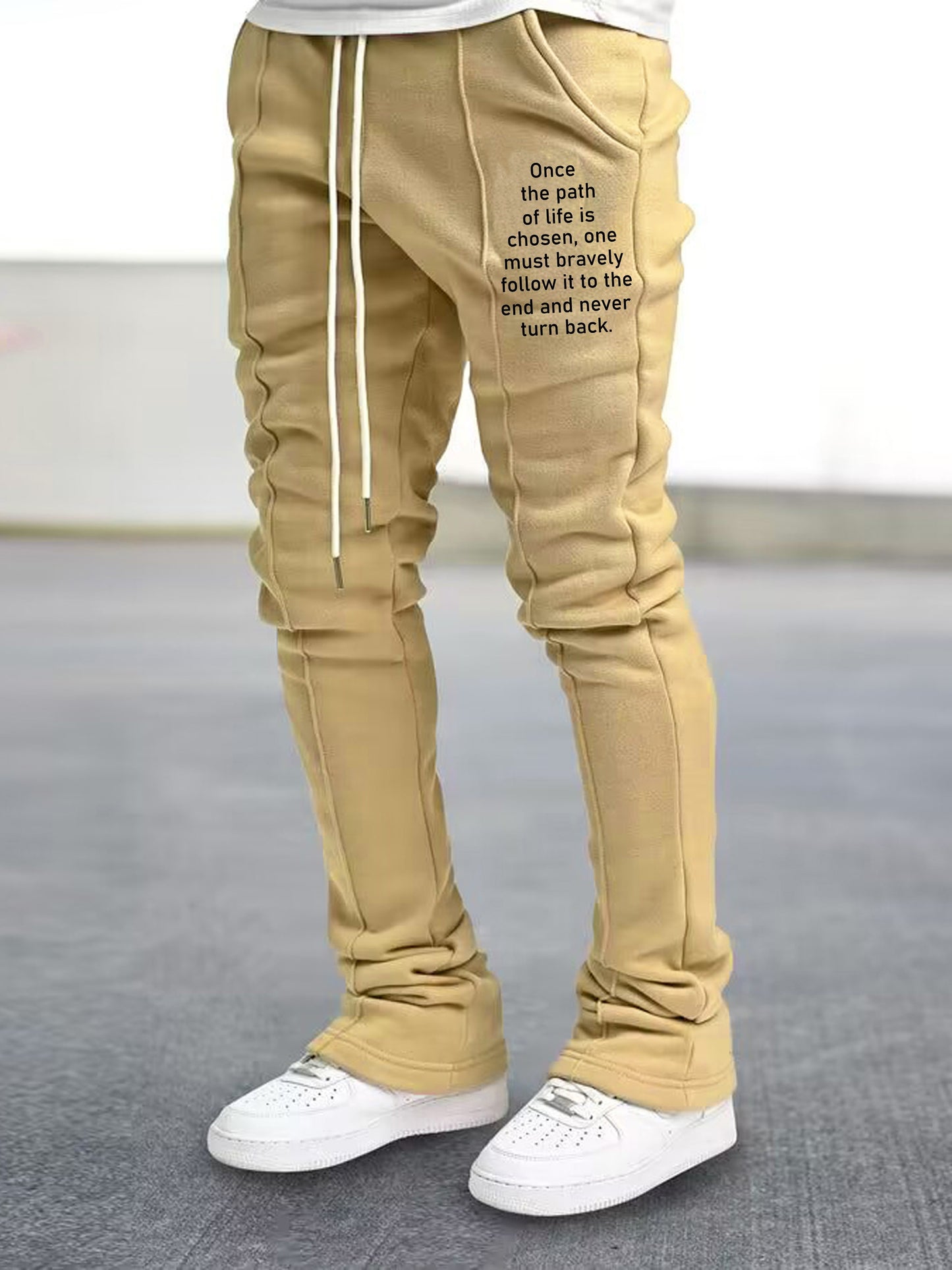 Mens Graphic Flared Sweatpants - Comfort-fit Elastic Waist & Drawstring - Roomy Pockets
