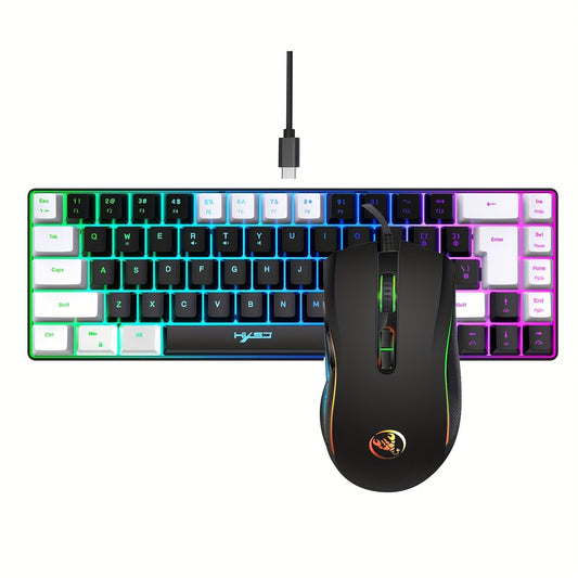 Wired Gaming Keyboard and Mouse Set, 68 Keys with RGB Backlight, Optical Mouse, USB Plug