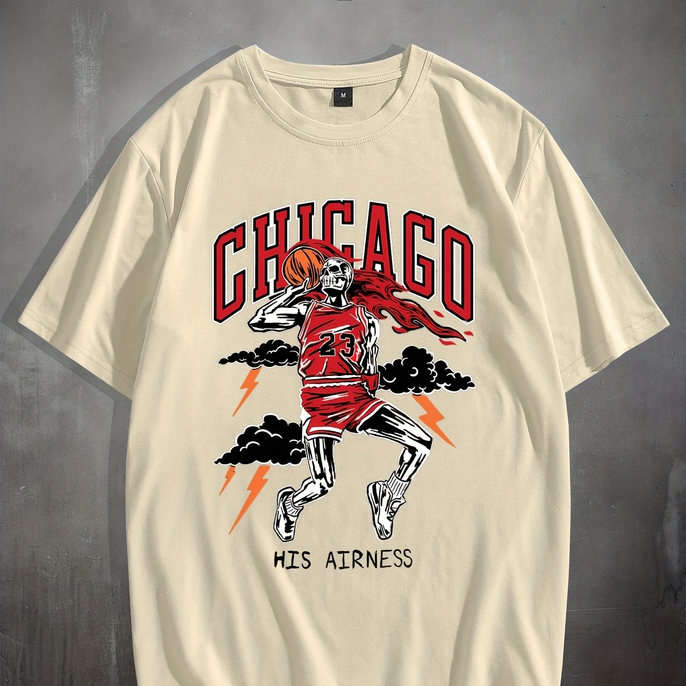 Stylish Basketball Player Pattern Men's Comfy CHICAGO T-shirt, Graphic Tee Men's