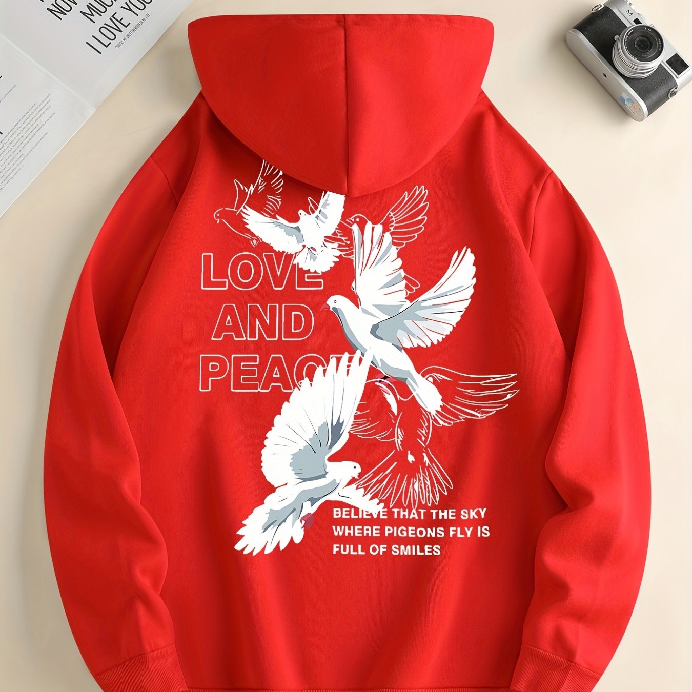 Hoodies Men, 'Love And Peace' Graphic Hoodie, Men’s Pullover Hooded Sweatshirt