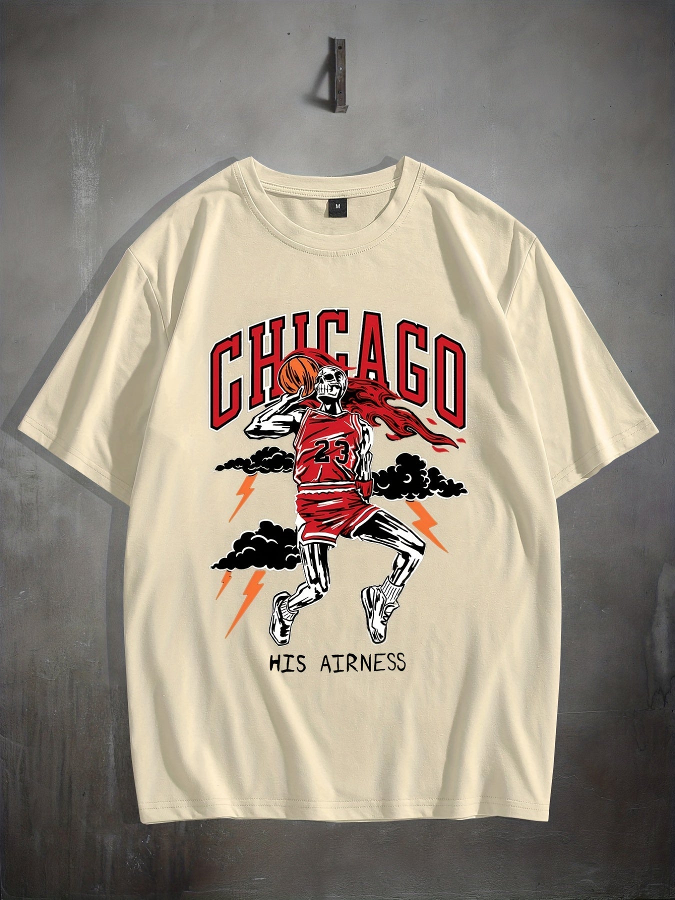 Stylish Basketball Player Pattern Men's Comfy CHICAGO T-shirt, Graphic Tee Men's