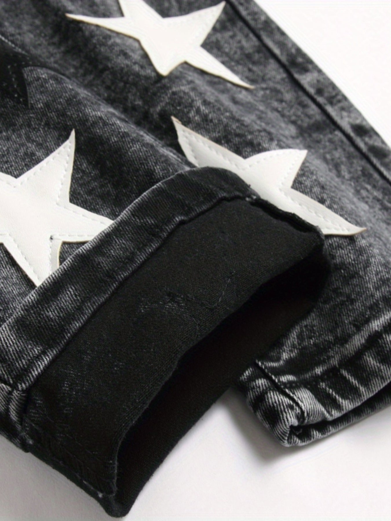 y2k Star Pattern Slim Fit Jeans, Men's Stretch Street Style Denim Pants