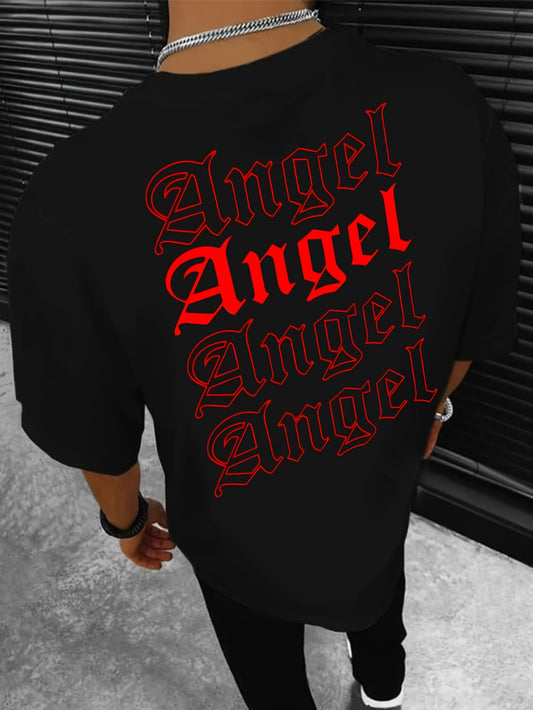 ANGEL Men's Graphic Design Crew Neck Active T-shirt, Comfy Tee
