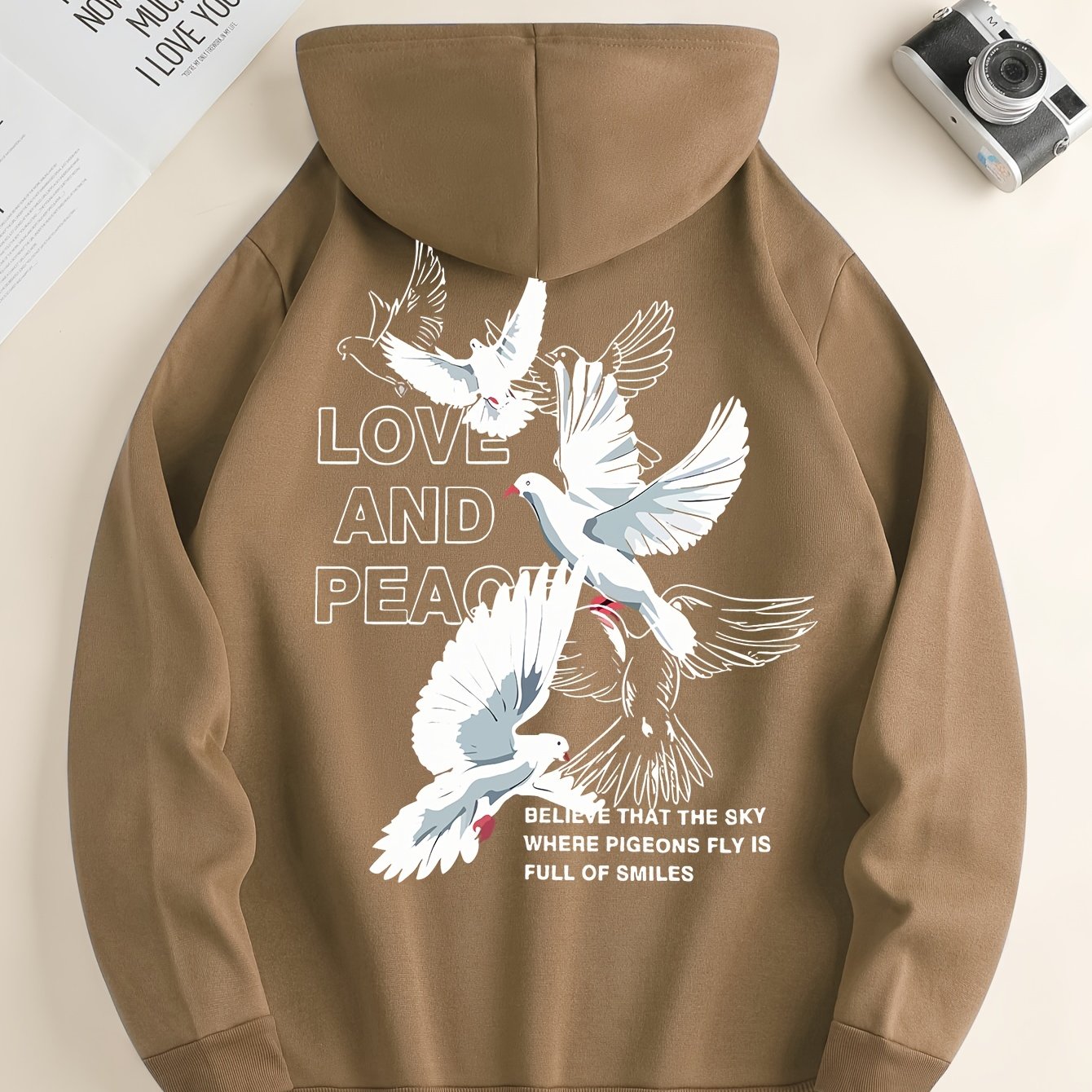 Hoodies Men, 'Love And Peace' Graphic Hoodie, Men’s Pullover Hooded Sweatshirt