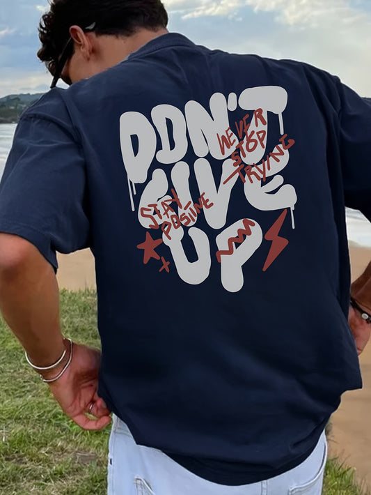 Men's Don'T Give Up Graphic T-shirt, Short Sleeve Crew Neck Tee