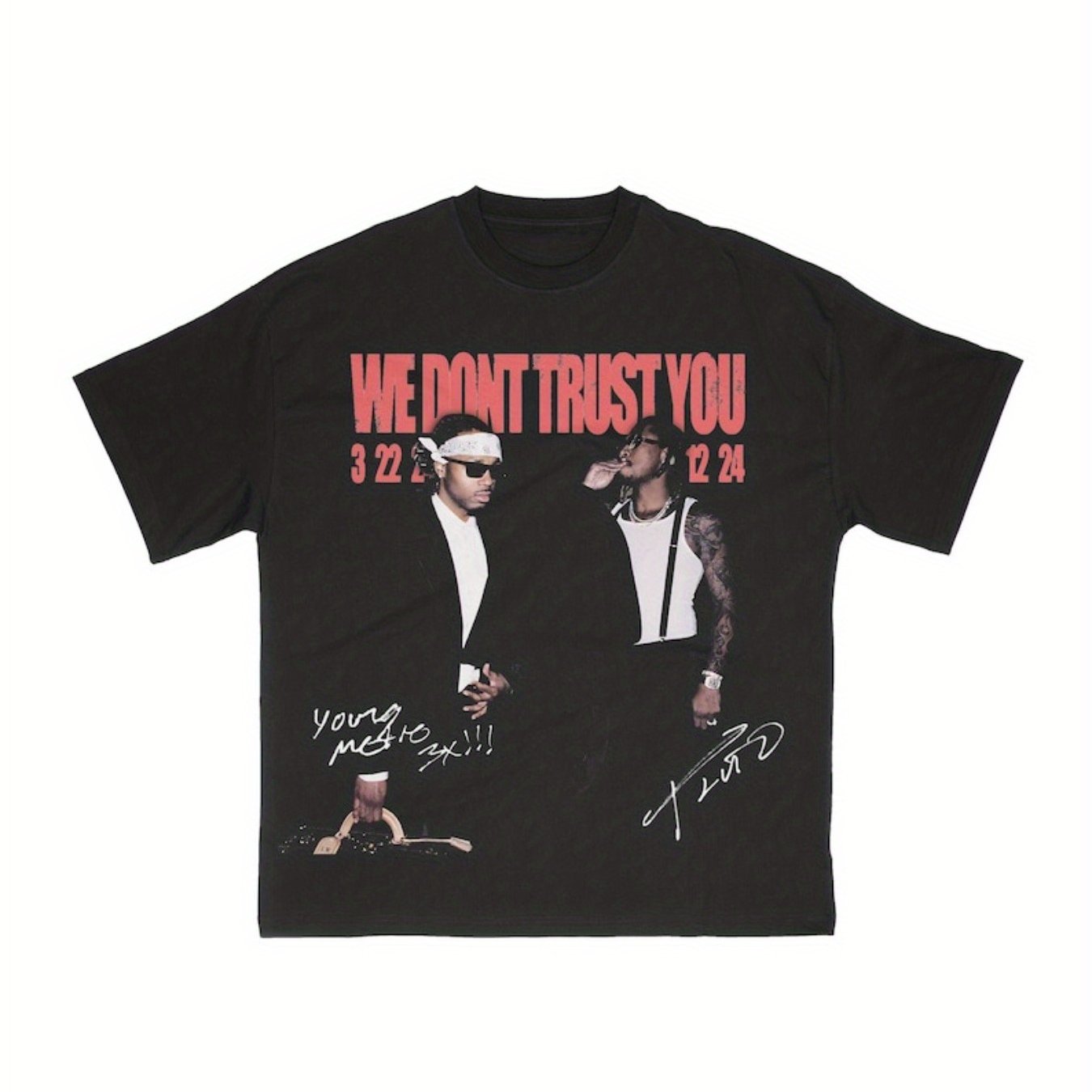 Metro Boomin and Future Graphic Tee - Unisex T-Shirts for Music Lovers with We Don't Trust You Slogan Print - Casual Wear for Everyday Style