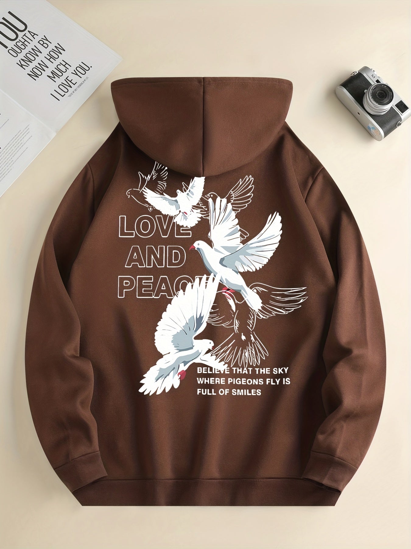 Hoodies Men, 'Love And Peace' Graphic Hoodie, Men’s Pullover Hooded Sweatshirt