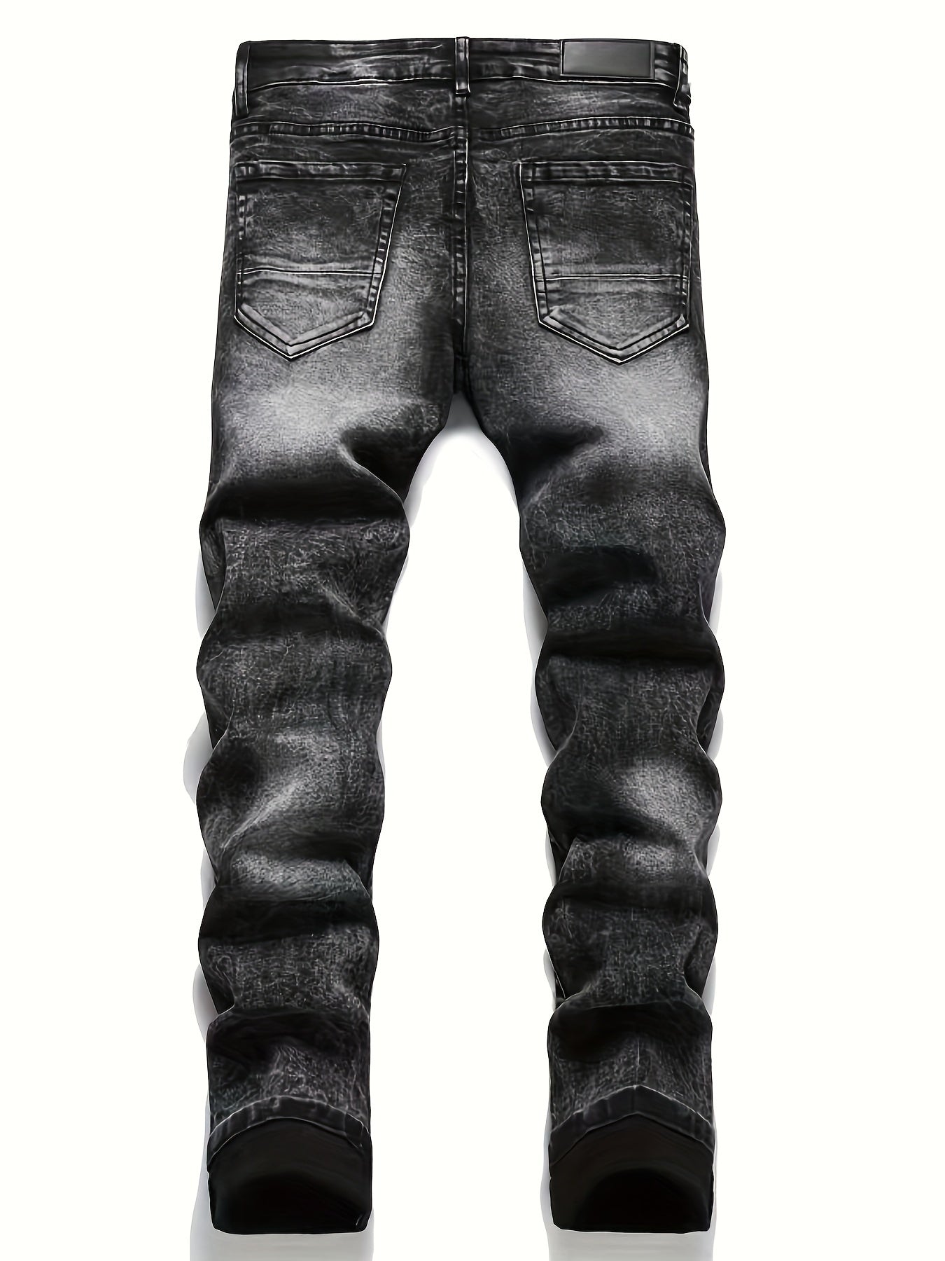 y2k Star Pattern Slim Fit Jeans, Men's Stretch Street Style Denim Pants