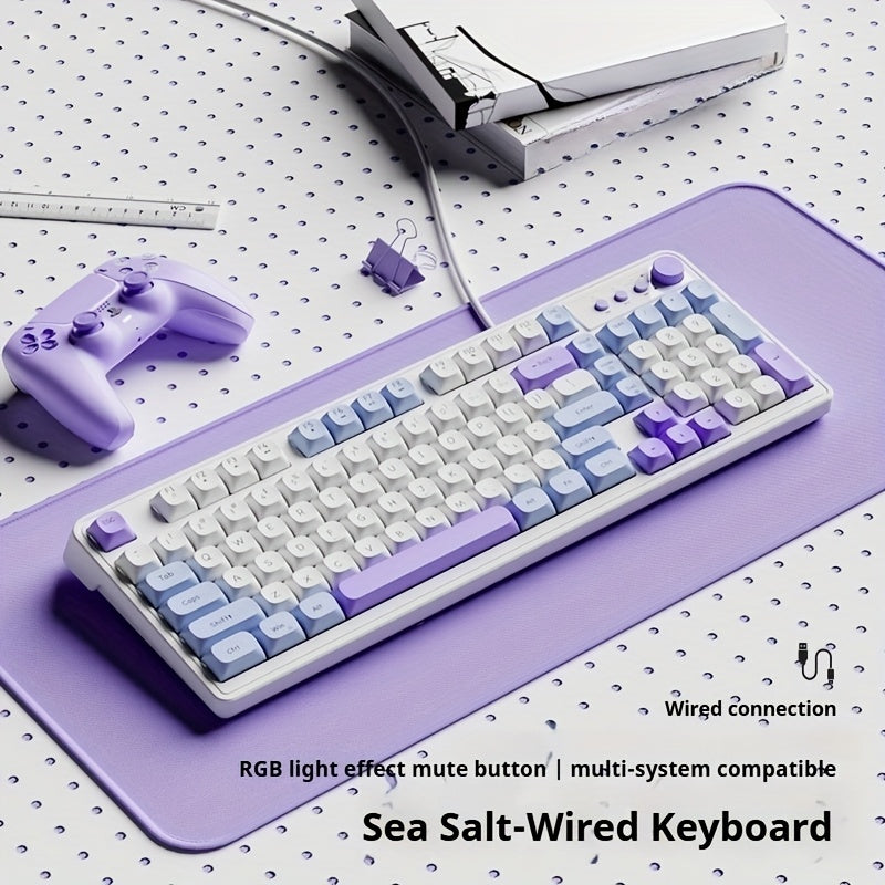 Wired Silent Gaming Keyboard with Rainbow Backlight, Quiet Typing Keys