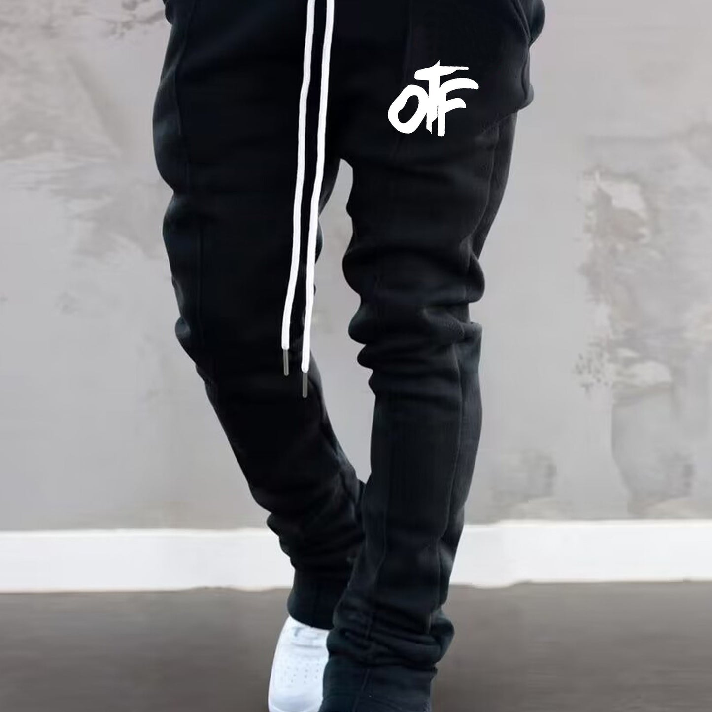 Mens Graphic Flared Sweatpants - Comfort-fit Elastic Waist & Drawstring - Roomy Pockets