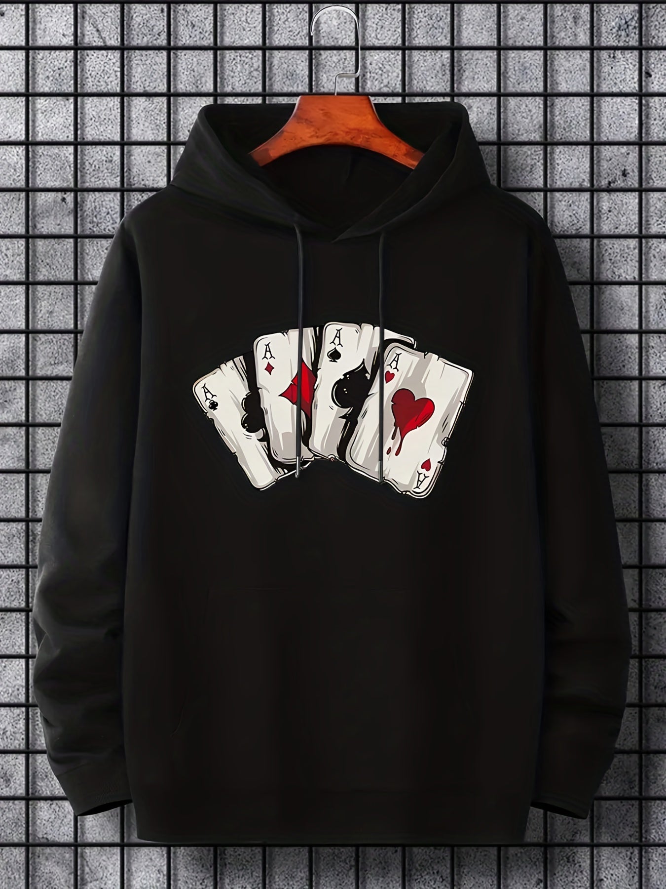 Ace Playing Card Graphic Men's Hoodie - Comfortable