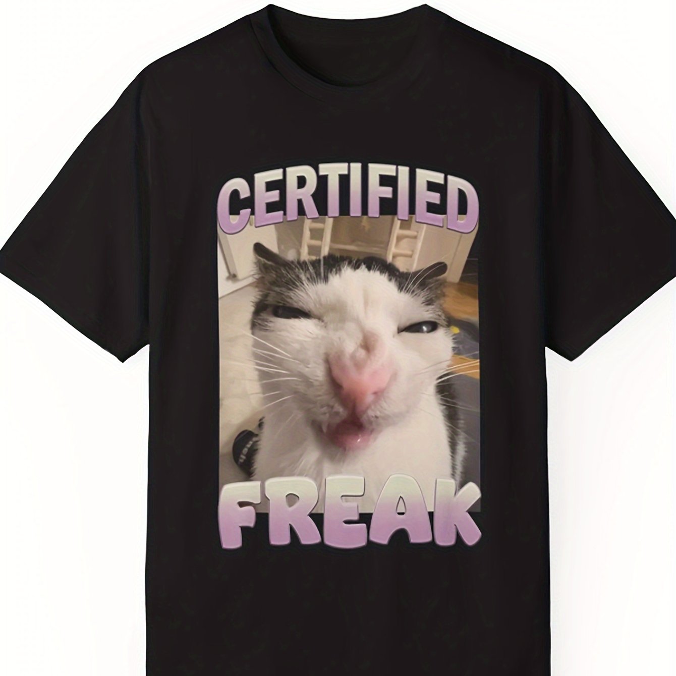 Women's Cat Graphic Tee - Casual Short Sleeve Crew Neck Top