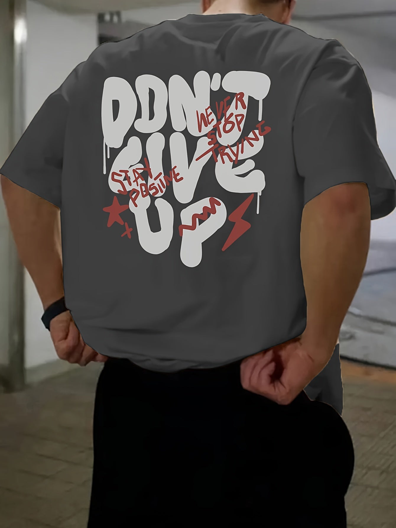 Men's Don'T Give Up Graphic T-shirt, Short Sleeve Crew Neck Tee