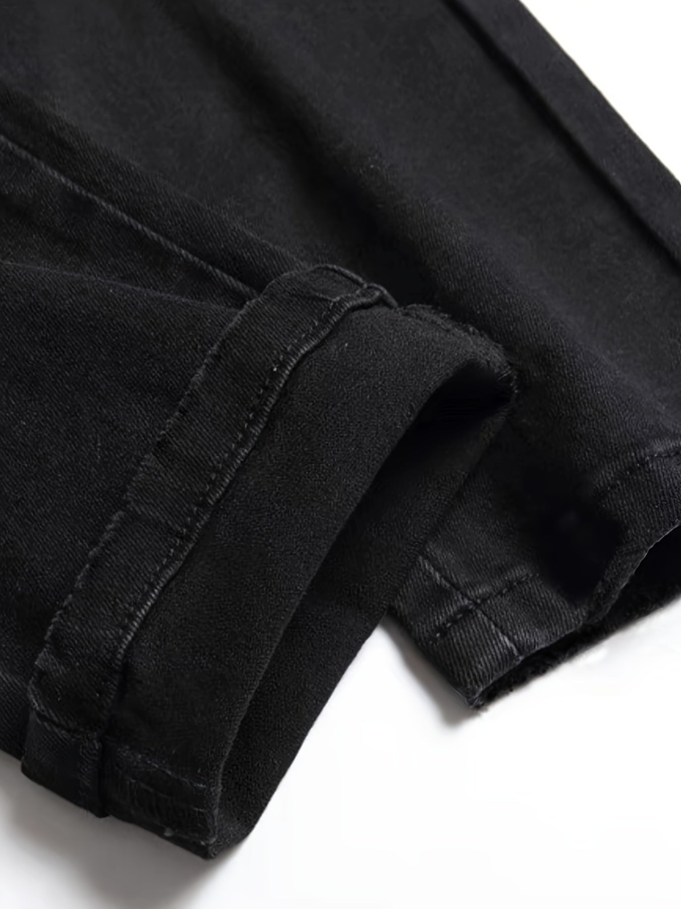 Medium Stretch Men's Patchwork Jeans, Casual Street Style Denim Pants