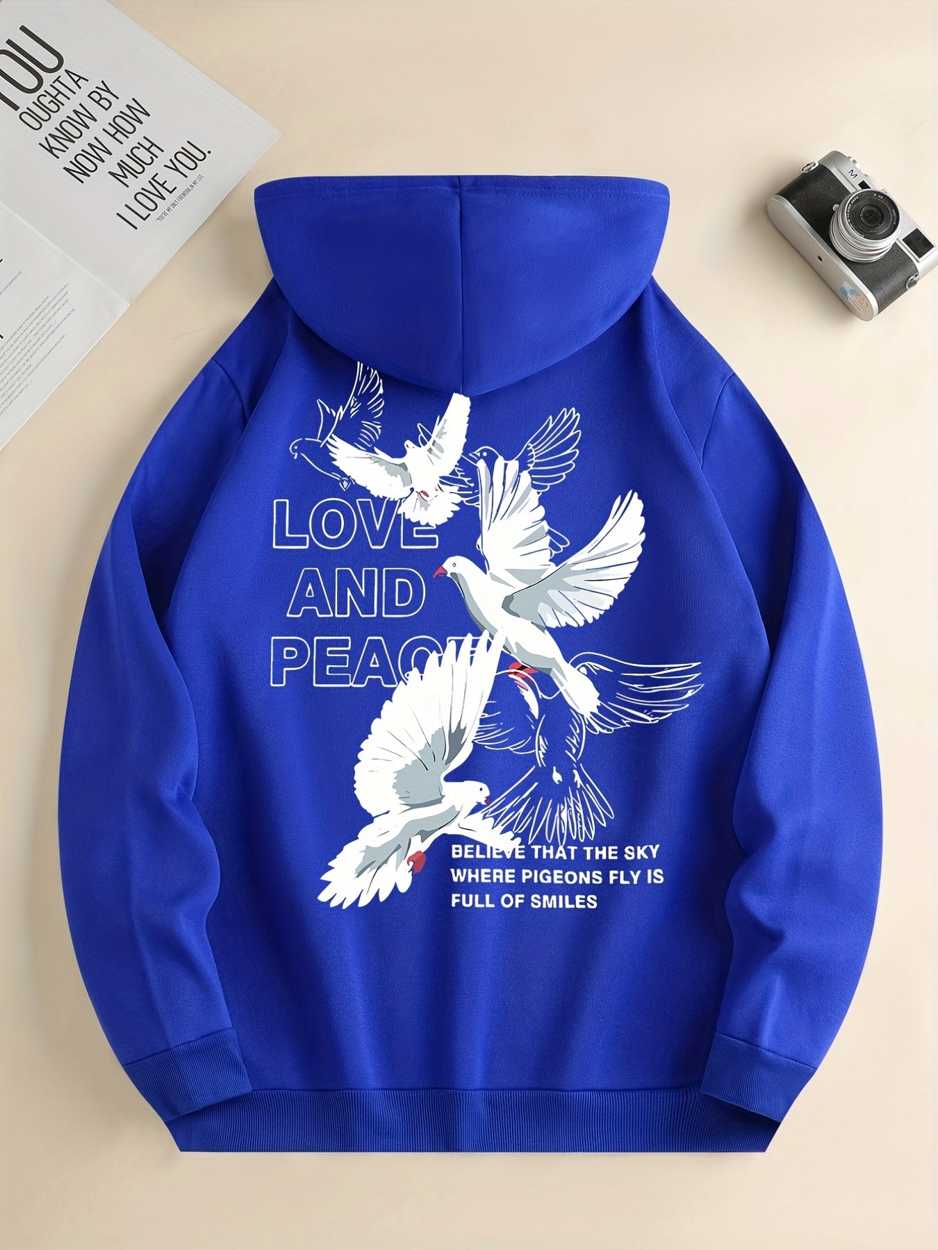 Hoodies Men, 'Love And Peace' Graphic Hoodie, Men’s Pullover Hooded Sweatshirt
