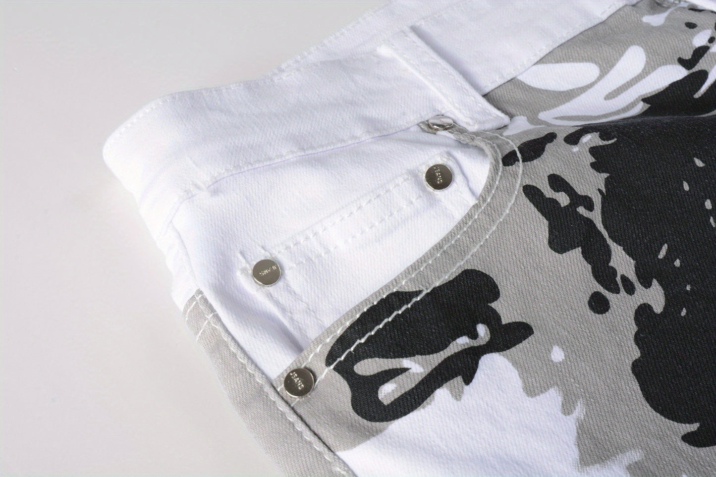 Camouflage Jeans, Casual Mid Stretch Breathable Straight Leg Slim Fit