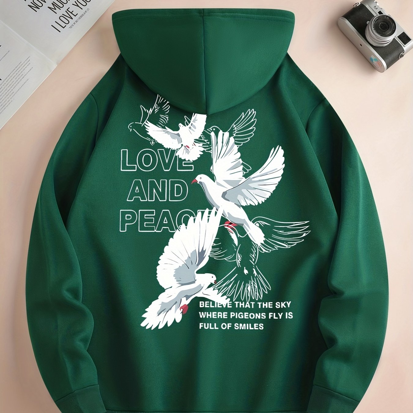 Hoodies Men, 'Love And Peace' Graphic Hoodie, Men’s Pullover Hooded Sweatshirt