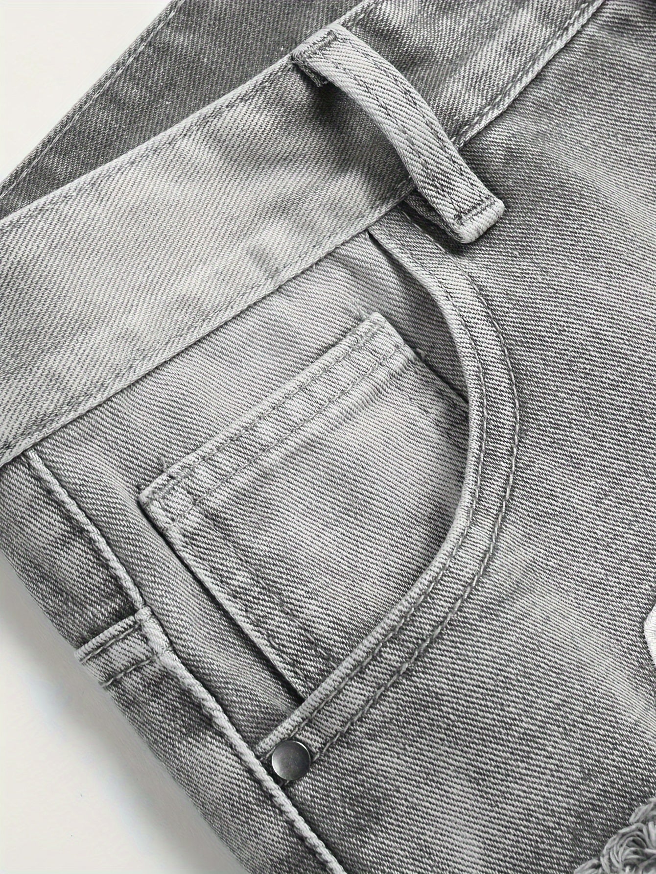 Men's Fashion Denim Jeans, Loose Fit, Non-Stretch Cotton Blend, Regular Length Pants with Distressed Detail