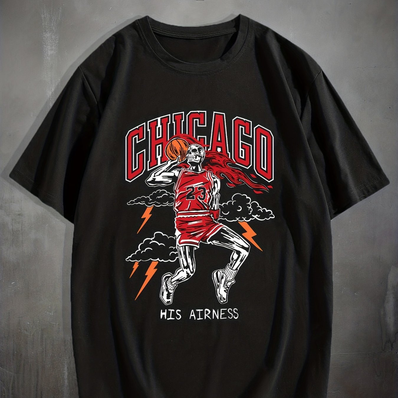 Stylish Basketball Player Pattern Men's Comfy CHICAGO T-shirt, Graphic Tee Men's