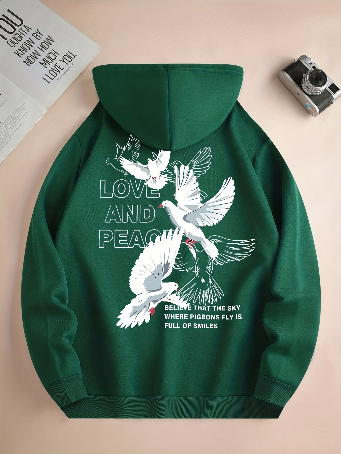 Hoodies Men, 'Love And Peace' Graphic Hoodie, Men’s Pullover Hooded Sweatshirt