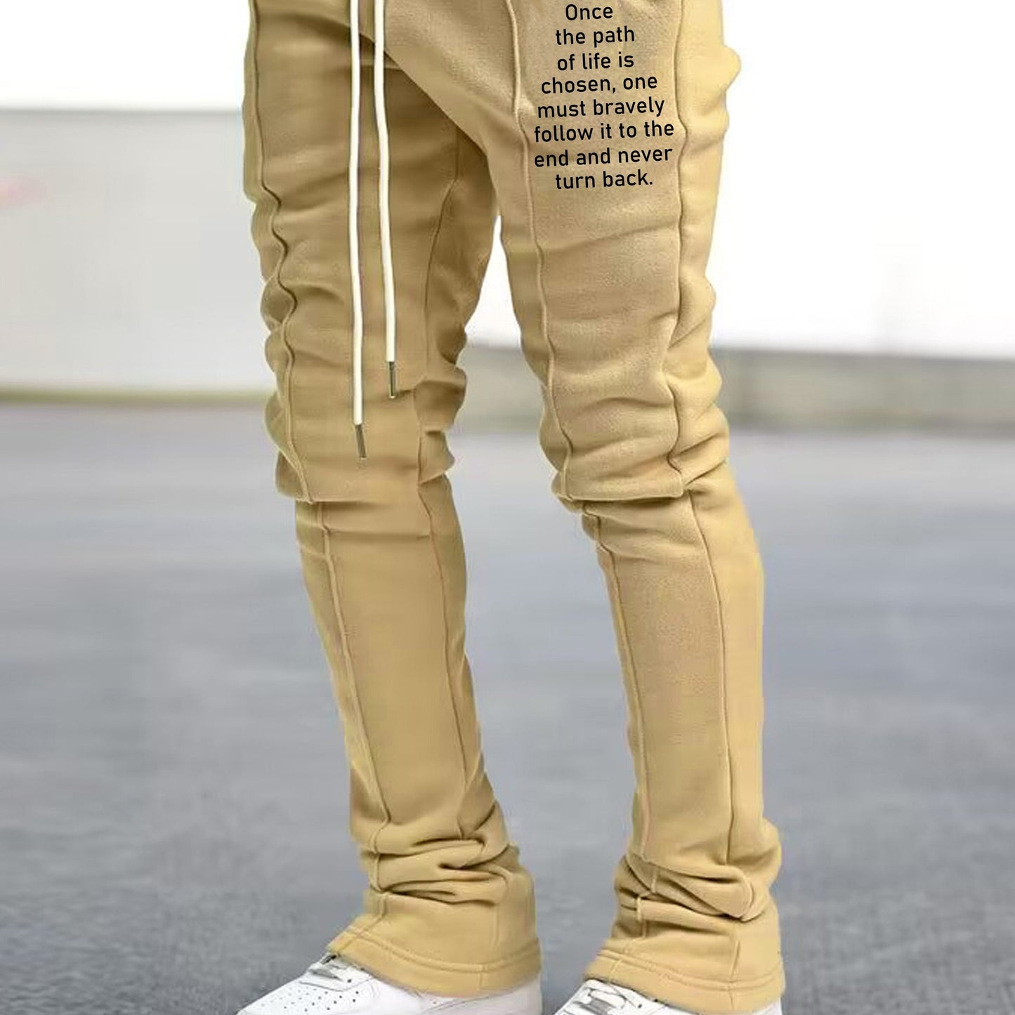 Mens Graphic Flared Sweatpants - Comfort-fit Elastic Waist & Drawstring - Roomy Pockets