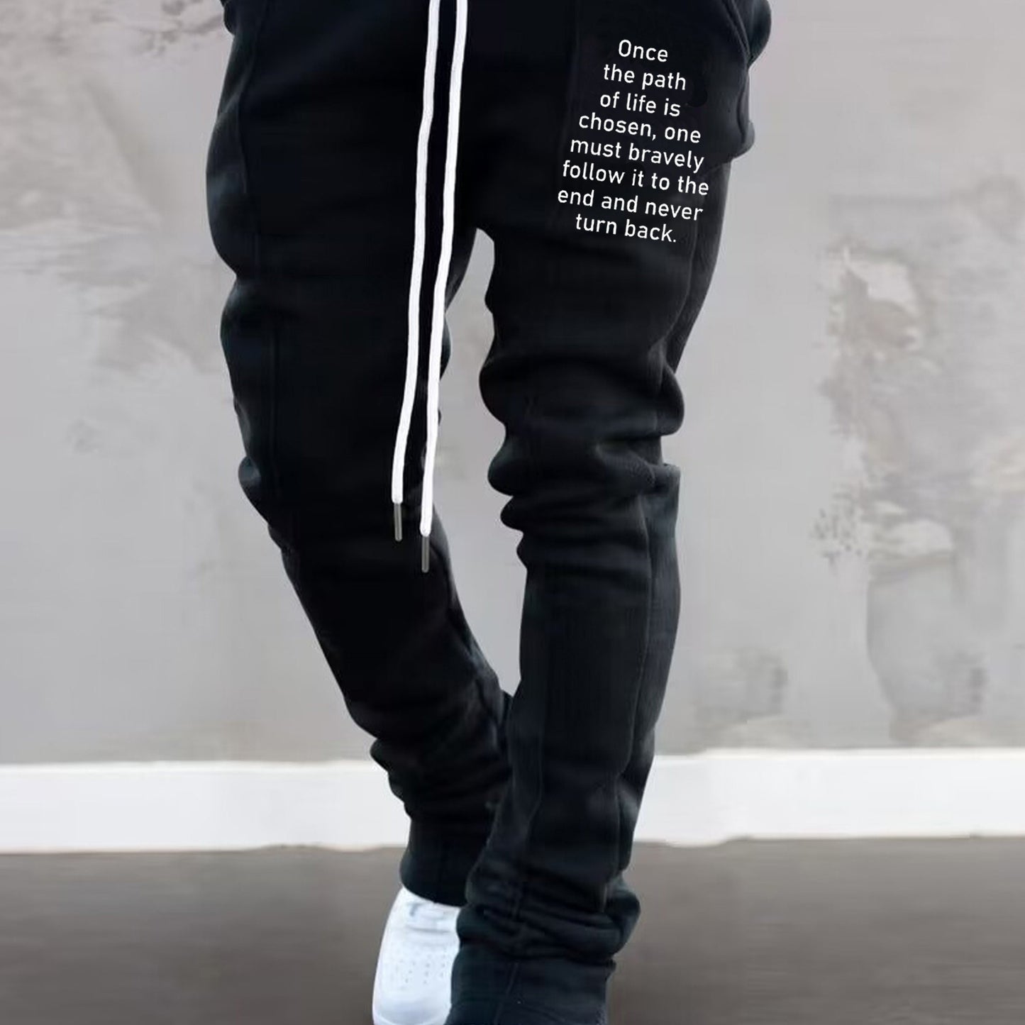 Mens Graphic Flared Sweatpants - Comfort-fit Elastic Waist & Drawstring - Roomy Pockets