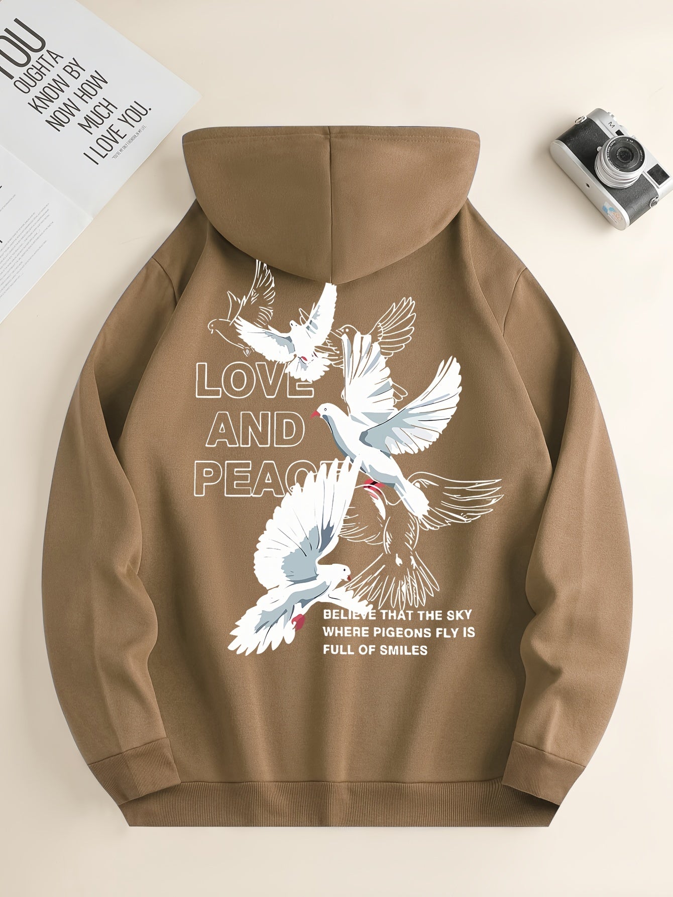 Hoodies Men, 'Love And Peace' Graphic Hoodie, Men’s Pullover Hooded Sweatshirt