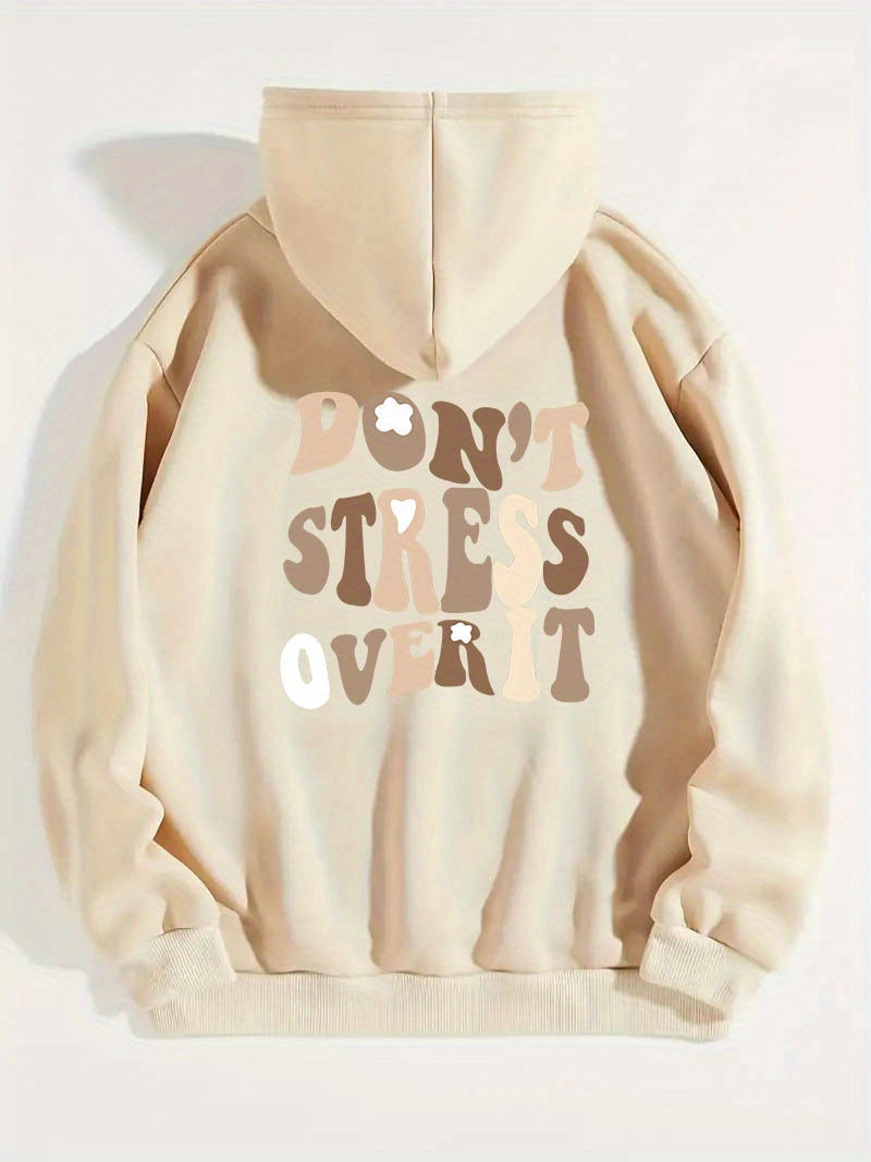 Graphic Long Sleeve Fleece Hooded Sweatshirts, Drawstring With Front Pocket