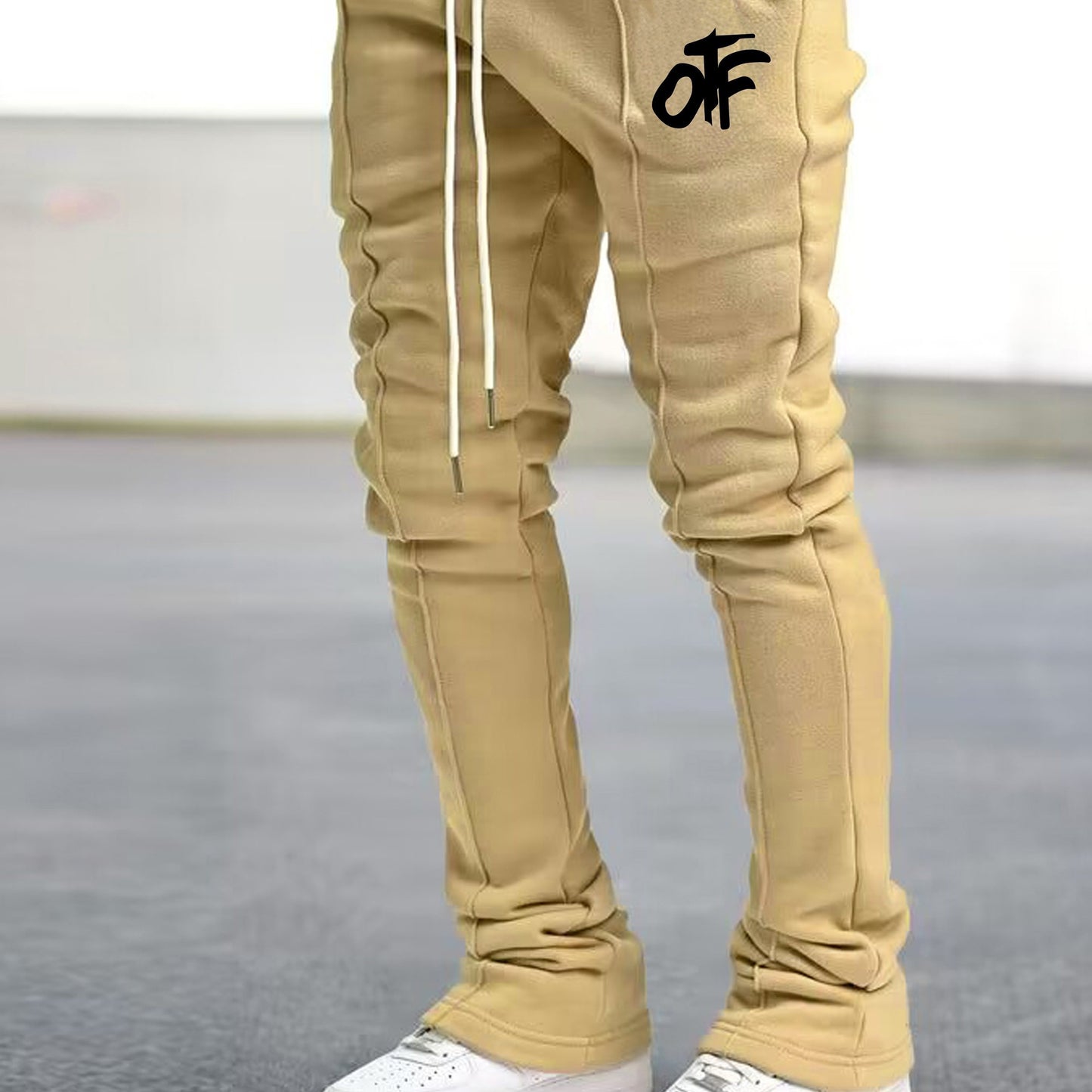 Mens Graphic Flared Sweatpants - Comfort-fit Elastic Waist & Drawstring - Roomy Pockets
