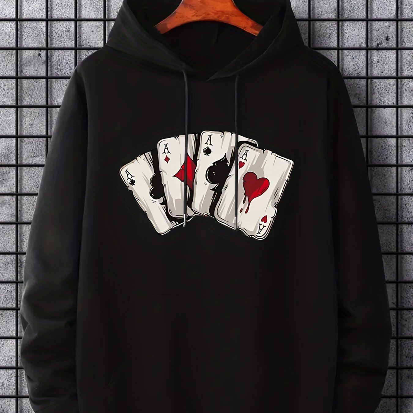 Ace Playing Card Graphic Men's Hoodie - Comfortable