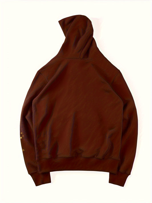 Kangaroo Pocket Hoodie, Y2K Long Sleeve Slim Knitted Hooded Sweatshirt
