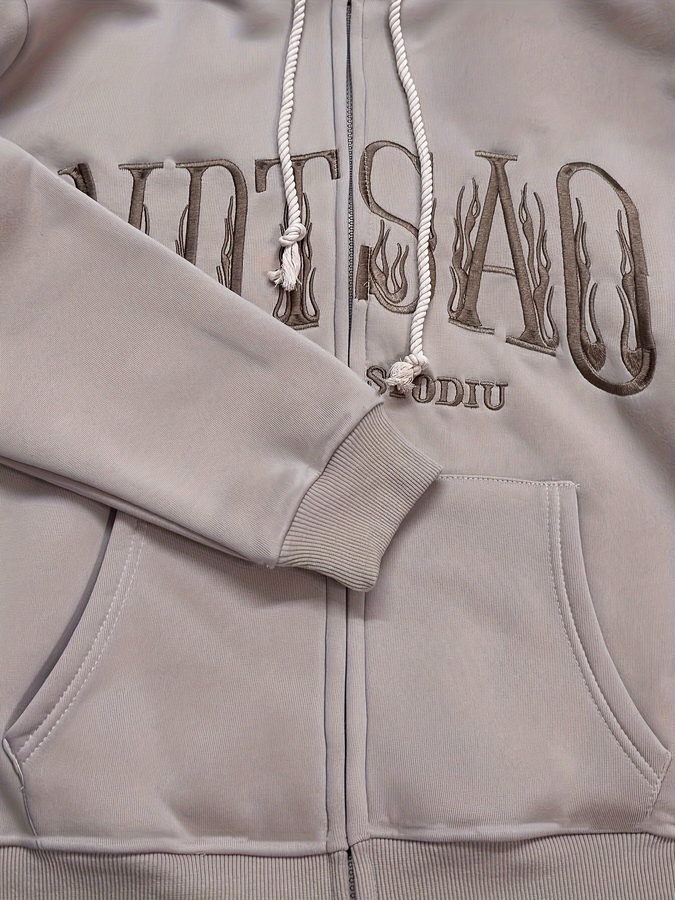 Womens Hooded Zip-up Drawstring Long Sleeve Casual Knit Jacket with Slant Pockets