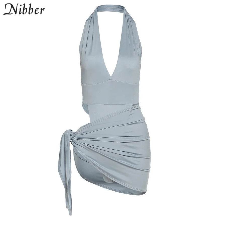 Sexy Beach Vacation Wear Basic Bikini Bodysuit Skirts 2 Two Piece Sets For Women's Clothing Swimsuit Female