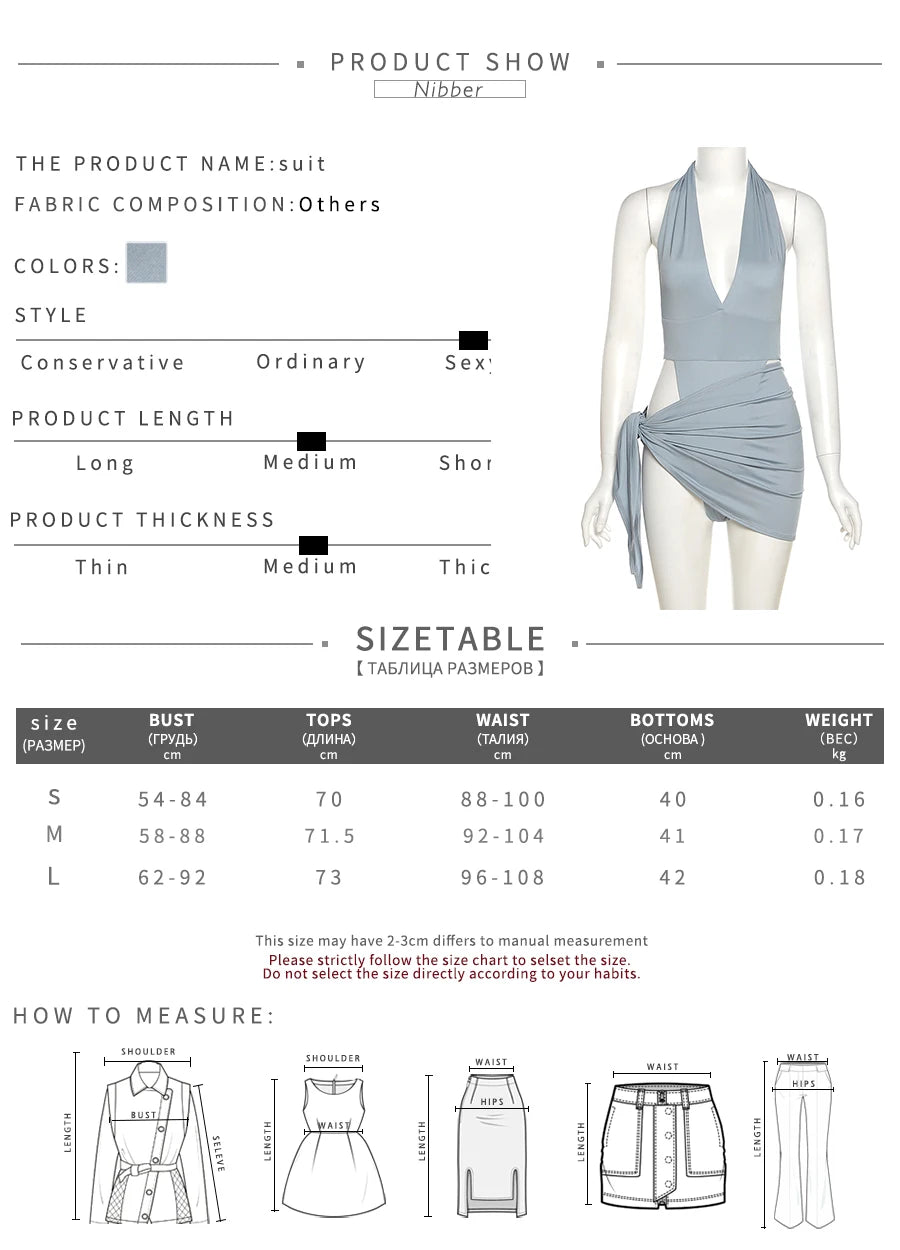 Sexy Beach Vacation Wear Basic Bikini Bodysuit Skirts 2 Two Piece Sets For Women's Clothing Swimsuit Female