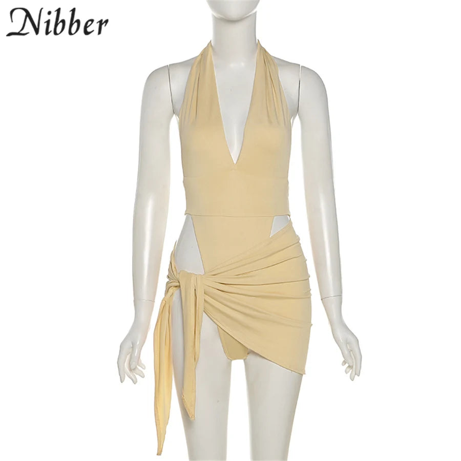 Sexy Beach Vacation Wear Basic Bikini Bodysuit Skirts 2 Two Piece Sets For Women's Clothing Swimsuit Female