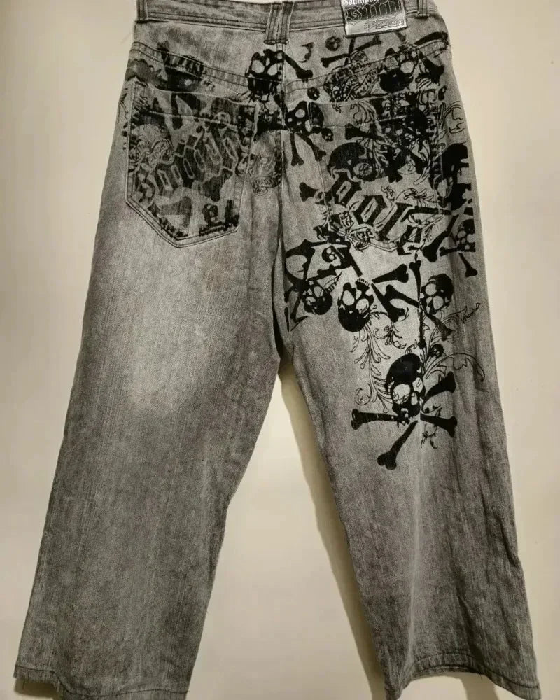 Streetwear Y2K Gothic Denim Jeans Wide Leg Oversized Jeans Mens