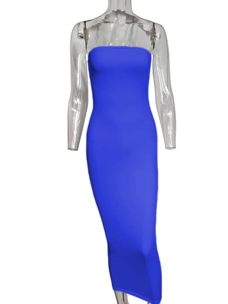 Women's Dress Solid Color Sexy Sleeveless Chest Wrapped Long Beach Dress