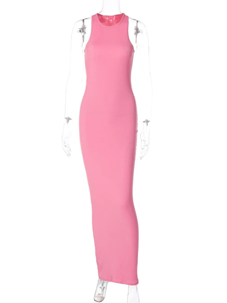 Ribbed Sexy Y2K Clothes Sleeveless Dresses For Women Party Streetwear Elegant Outfits